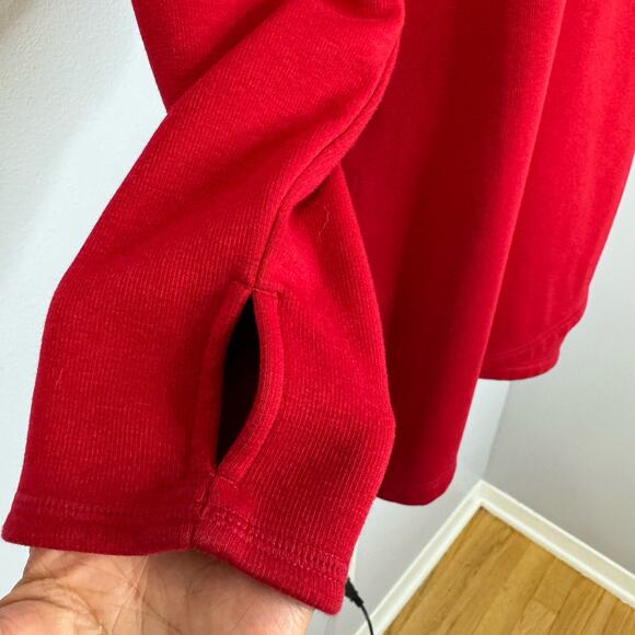 Athleta Cozy Karma Asym Weatshirt Dress Red Soft Fleece Lined Casual Women's M - Picture 12 of 16